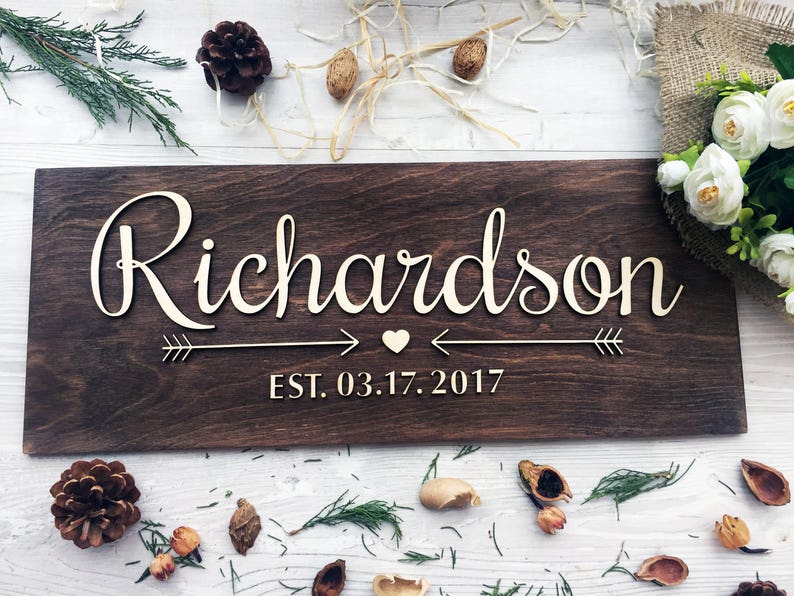 Personalized Sign, Custom Wood Signs, Last Name, Established Date, Custom Signs, Wedding Gift, Sign, Wooden Sign, Last Name Sign 1 image 9