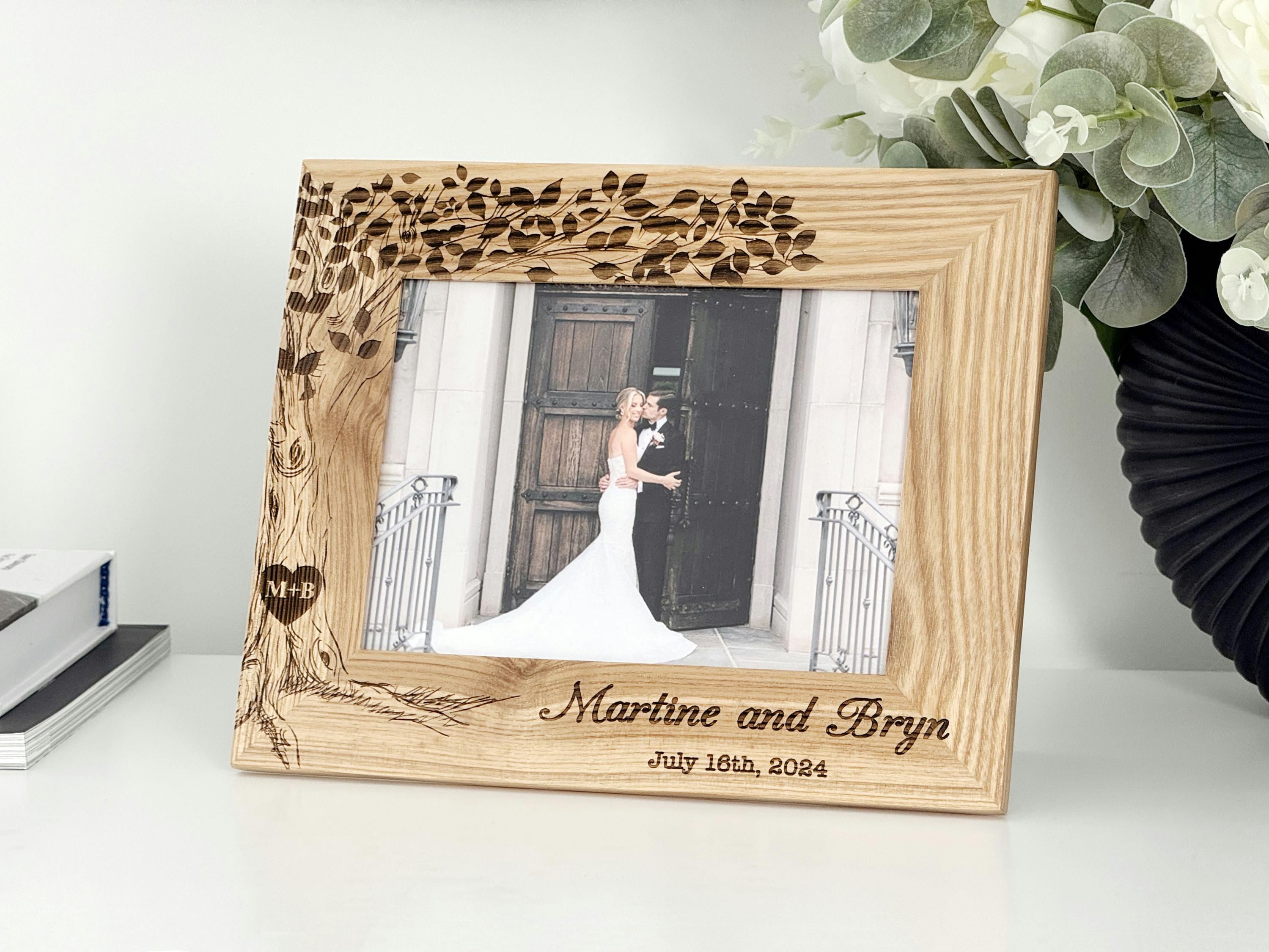 Personalized Wedding Gift, Wedding Picture Frame Wood, Custom Wedding Gift, Wedding gifts for couple, Engraved Wedding Photo Frame with Date