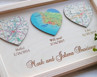 Hello Will you I do Custom Map Print, Anniversary Gift Heart Map Engagement gift, Engagement map gift, Engagement gift for her, for couples