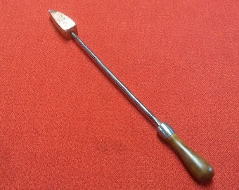 Primitive Soldering Iron With Skroo Wood Handle Old Copper Hand Forged Soldering Tool