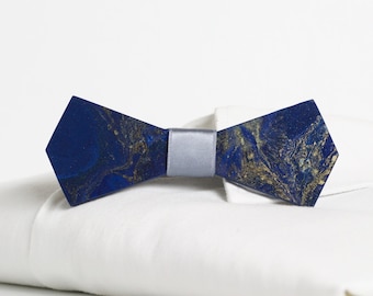 Blue men's bow tie in resin, Groom and best man bow tie, Groom suit ties, Ready to wear bow tie, Wedding accessory