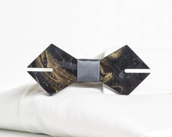 Black and Gold Bow Tie, Geometric Resin Bow Tie, Special Gift Bow Tie, Men's Bow Tie, Wedding Gifts, Gifts for Stylish Men