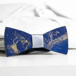 Blue men's bow tie in resin, Groom and best man bow tie, Groom suit ties, Ready to wear bow tie, Wedding accessory image 5