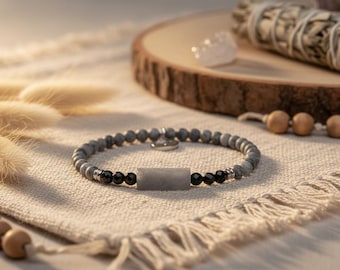 Natural stone and resin bracelet, Men's bracelet, Elastic bracelet, Gift idea for him, Unique men's jewelry Made in Italy