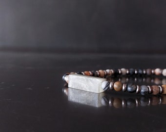 Natural stone and resin bracelet, Men's bracelet, Elastic bracelet, Gift idea for him, Unique men's jewelry Made in Italy