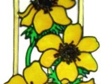 Elegant Flower Frame Handpainted Window Cling - get the look of stained glass  (Ref 1168) - Hand crafted by Ali's Craft Studio