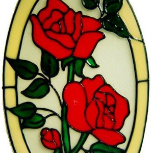 Double Rose Frame Handpainted Window Cling - get the look of stained glass  (Ref 51) - Hand crafted by Ali&#39;s Craft Studio