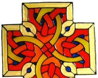 Celtic Cross window cling - Hand painted - Get the look of stained glass (Ref: 827) - Hand crafted by Ali's Craft Studio