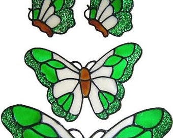 Butterfly Window Clings, Set of 4 Hand Painted Stained Glass Effect Butterflies (Ref 424) - Hand crafted by Ali's Craft Studio