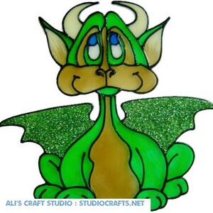 Dragon Handpainted Window Cling - get the look of stained glass  (Ref 441) - Hand crafted by Ali's Craft Studio