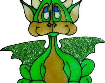 Dragon Handpainted Window Cling - get the look of stained glass  (Ref 441) - Hand crafted by Ali's Craft Studio
