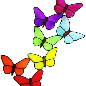 Butterflies - Spray or Individual Hand Painted Stained Glass Effect Window Clings (Ref 858) - Hand crafted by Ali&#39;s Craft Studio