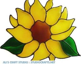 Sunflower Window Cling - Handpainted to get the look of stained glass  (Ref 228) - Hand crafted by Ali's Craft Studio