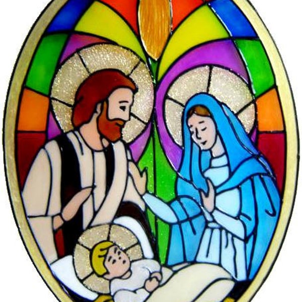 Panneau de la Nativité Fait à la main, cling de fenêtre pelable - Obtenez l’apparence du vitrail (Réf. 857) - Fabriqué à la main par Ali’s Craft Studio