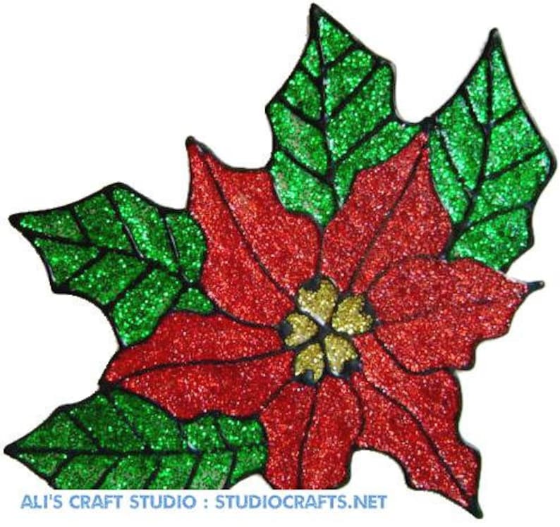 Christmas Poinsettia Window Cling Handpainted Get the Look Etsy