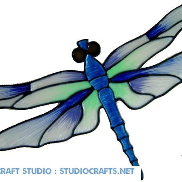 Large Dragonfly Handpainted Window Cling - get the look of stained glass  (Ref 462) - Hand crafted by Ali's Craft Studio