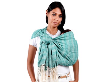Baby carrier wrap mexican rebozo sling, with user's guide. Aid in labour, for doulas, and midwife 98.5", Green