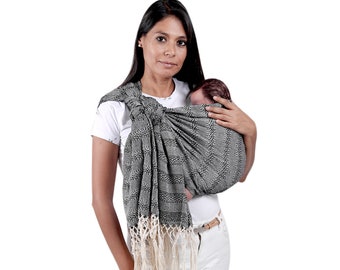 Baby carrier wrap mexican rebozo sling, with user's guide, ideal for doulas, midwife 98.5", Black