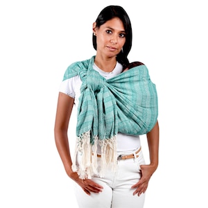 Baby carrier wrap mexican rebozo sling, with user's guide. Labor aid, for doulas, and midwife 98.5", Green