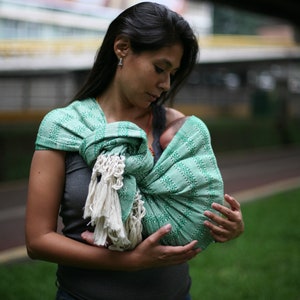 Babytragetuch, mexikanisches Rebozo-Tragetuch, 100 % Baumwolle, mit Bedienungsanleitung. Ideal für Doulas, Hebammen, Schwangerschaftsvorsorge, 98,5 Zoll, Grün