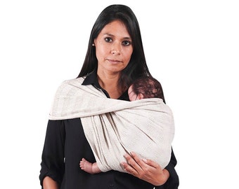 Baby carrier wrap mexican Rebozo w/ user's guide, ideal for doulas, midwives, prenatal care, 98.5", Oatmeal