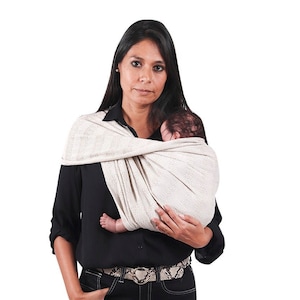 Baby carrier wrap mexican Rebozo w/ user's guide, ideal for doulas, midwives, prenatal care, 98.5", Oatmeal