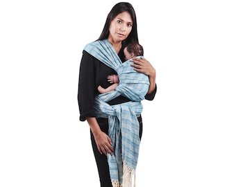 Baby wrap carrier mexican rebozo, w/ wearing manual. Ideal for doulas, belly binding. 197" Turquoise