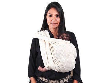 Baby carrier wrap mexican rebozo sling, with user's guide, ideal as labor wrap, doulas, midwife 98.5", Ivory