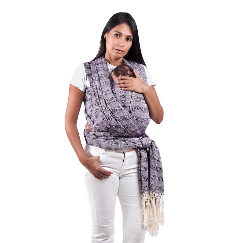 Baby carrier wrap mexican rebozo w/ wearing manual. Ideal for doula, belly binding. 197 Purple image 3