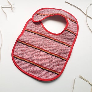 Mexican jerga baby bib, mexican baby bib. Red