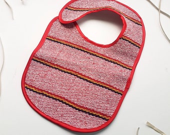 Mexican jerga baby bib, mexican baby bib. Red