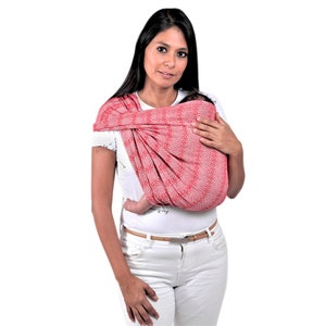 Mexican Rebozo Baby Wrap, Shawl, Pashmina, 100% cotton, Ideal for Doulas, Midwife 98.5/2.5 mts. Red image 2