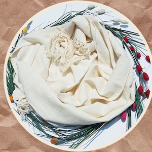 Mexican rebozo for natural birth, belly binding, and babywearing, ideal for doula and midwife. 98.5", Ivory