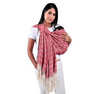 Mexican Rebozo Baby Wrap, Shawl, Pashmina, 100% cotton, Ideal for Doulas, Midwife 98.5/2.5 mts. Red image 3