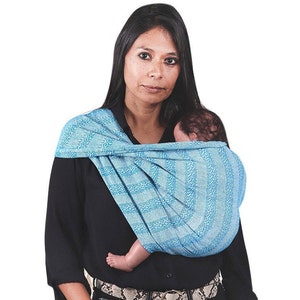 Mexican rebozo for natural birth, belly binding, and babywearing, ideal for doula and midwife. 98.5, Turquoise image 4