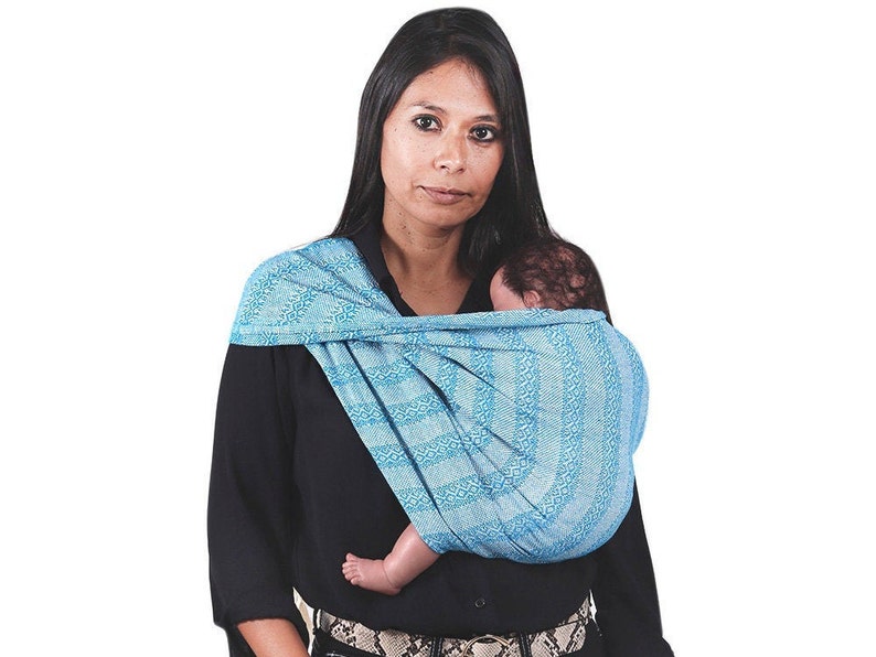 Mexican rebozo for natural birth, belly binding, and babywearing, ideal for doula and midwife. 98.5, Turquoise image 4