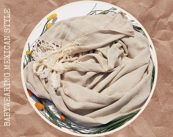 Mexican rebozo for natural birth, belly binding and babywearing, ideal for doula and midwife. 98.5", Oatmeal