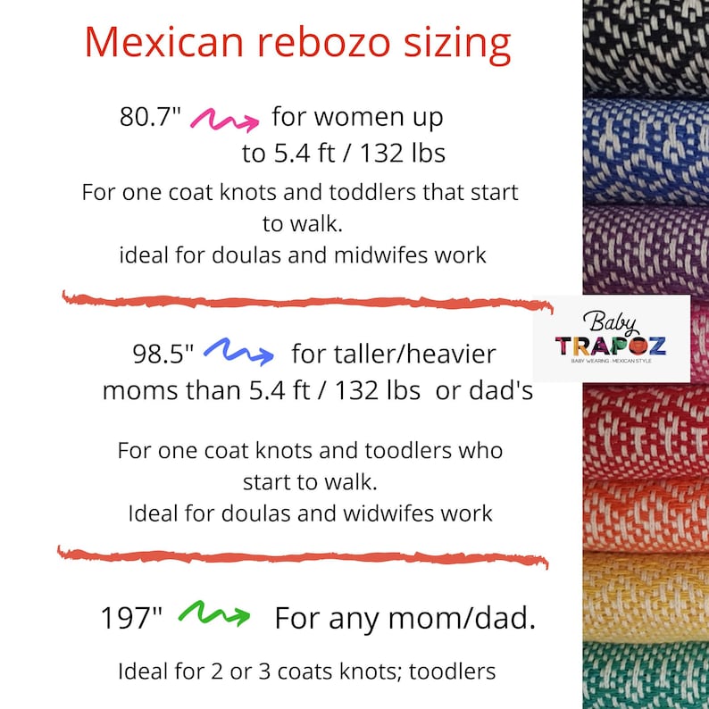 Mexican Rebozo Baby Wrap, Shawl, Pashmina, 100% cotton, Ideal for Doulas, Midwife 98.5/2.5 mts. Red image 7