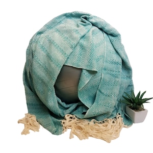 Mexican rebozo for natural birth, belly binding, cuddle wrap, ideal for doula, midwife. 118&quot; / 3 mts, Green