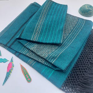 Mexican rebozo for natural birth, belly binding, babywearing, ideal for doula, midwife. 98.5", Esmerald