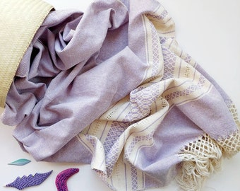 Mexican rebozo for natural birth, belly binding and babywearing, ideal for doula and midwife. 98.5", Lavender