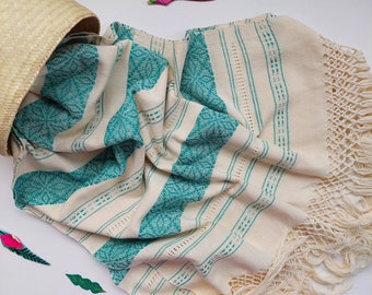 Mexican rebozo for natural birth, belly binding, babywearing, ideal for doula, midwife. 98.5" Jade