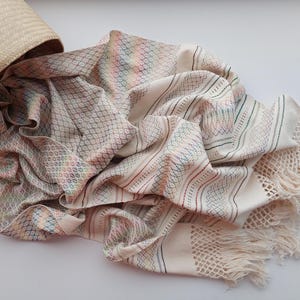 Mexican rebozo for natural birth, belly binding, babywearing, ideal for doula, midwife. 98.5"x 25.55". Rainbow