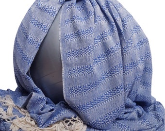 Rebozo mexicain pour accouchement naturel, bandeau ventre, portage, idéal pour doula, sage femme. 118" / 3 m, bleu royal