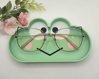 Kerro Green Frog Glasses Holder Tray//Accessories for eyeglasses or sunglasses//3d printed desk organizer//Gift for her//Free gift included