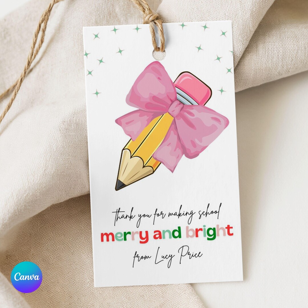 Printable Christmas Gift Tag, Teacher Gift Tag, Classroom Treat Tag ...