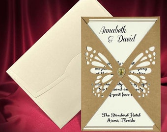 butterfly wedding invitation etsy