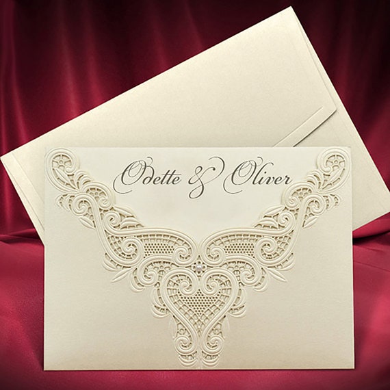 Laser Cut Envelope Printed Invitation Card Lux Laser Cut Wedding
