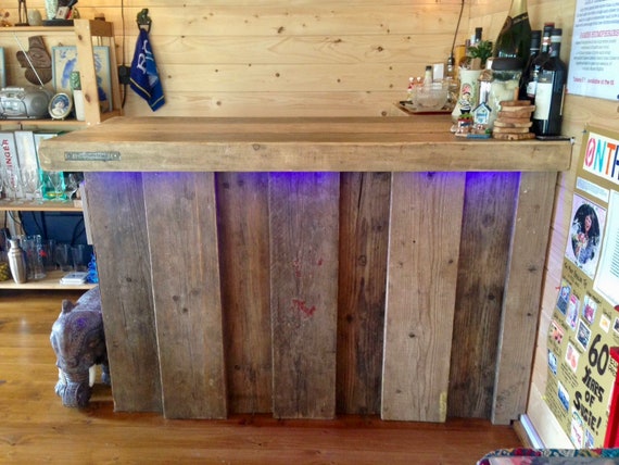 Bespoke Bar With Downlighting Made Out Of Reclaimed Etsy