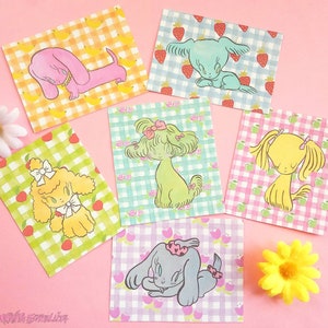 stickers pack kawaii puppys love, cute, retro , 80s, pastel colors, puppies,